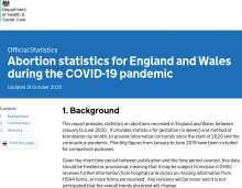 Abortion statistics for England and Wales during the COVID-19 pandemic